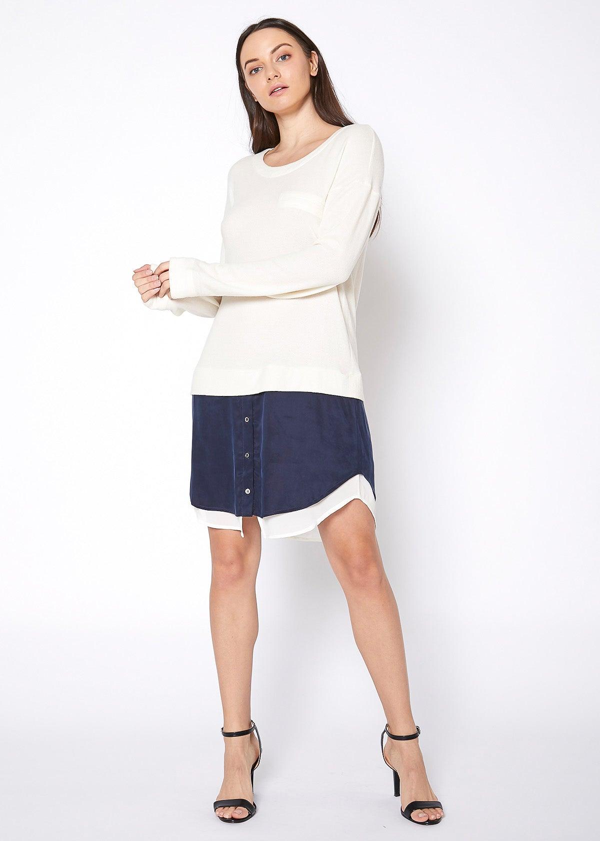 Women Twofer Pullover Sweater Dress