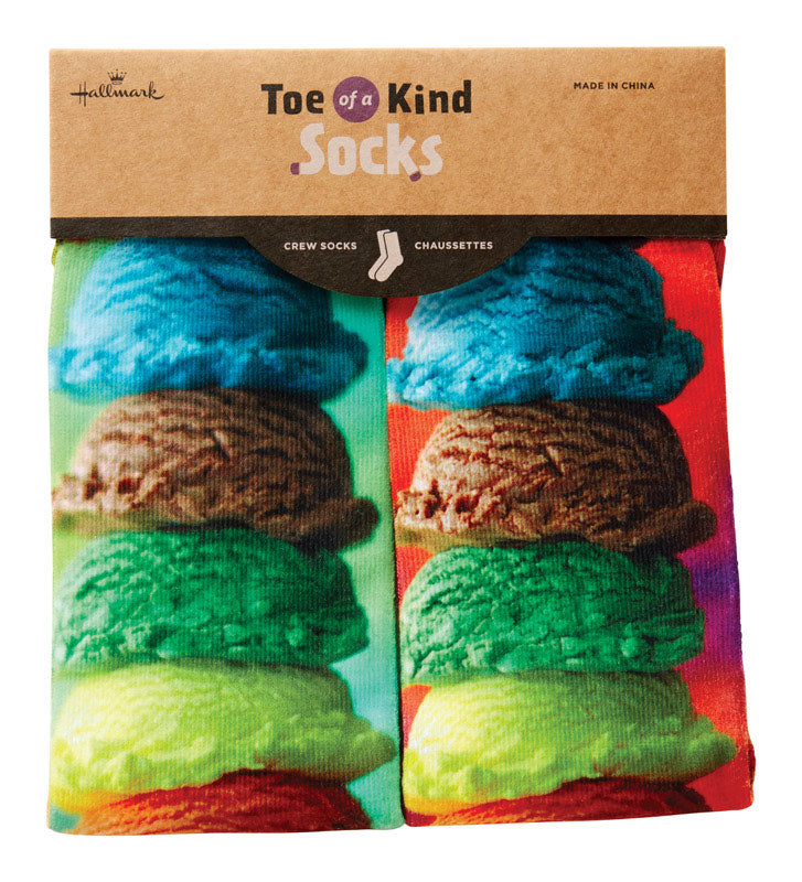 Hallmark 6521330 Toe of a Kind Ice Cream Crew Socks Polyester, Ass