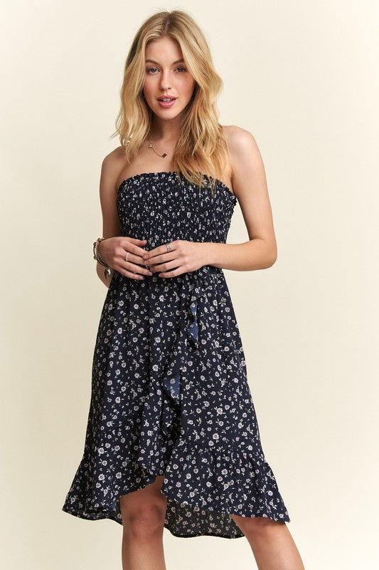 ADORA Smocked Floral Tube Dress with Pockets - Clothes For Her Online Store