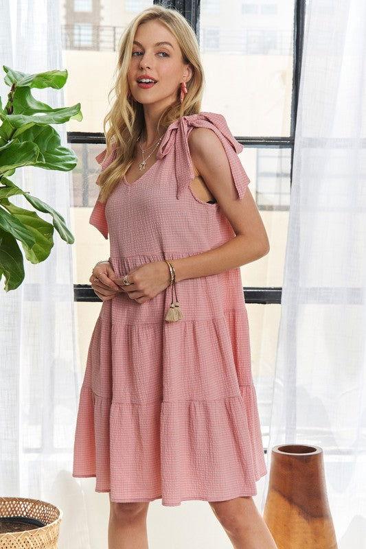 ADORA V-Neck Tie Shoulder Dress - Clothes For Her Online Store