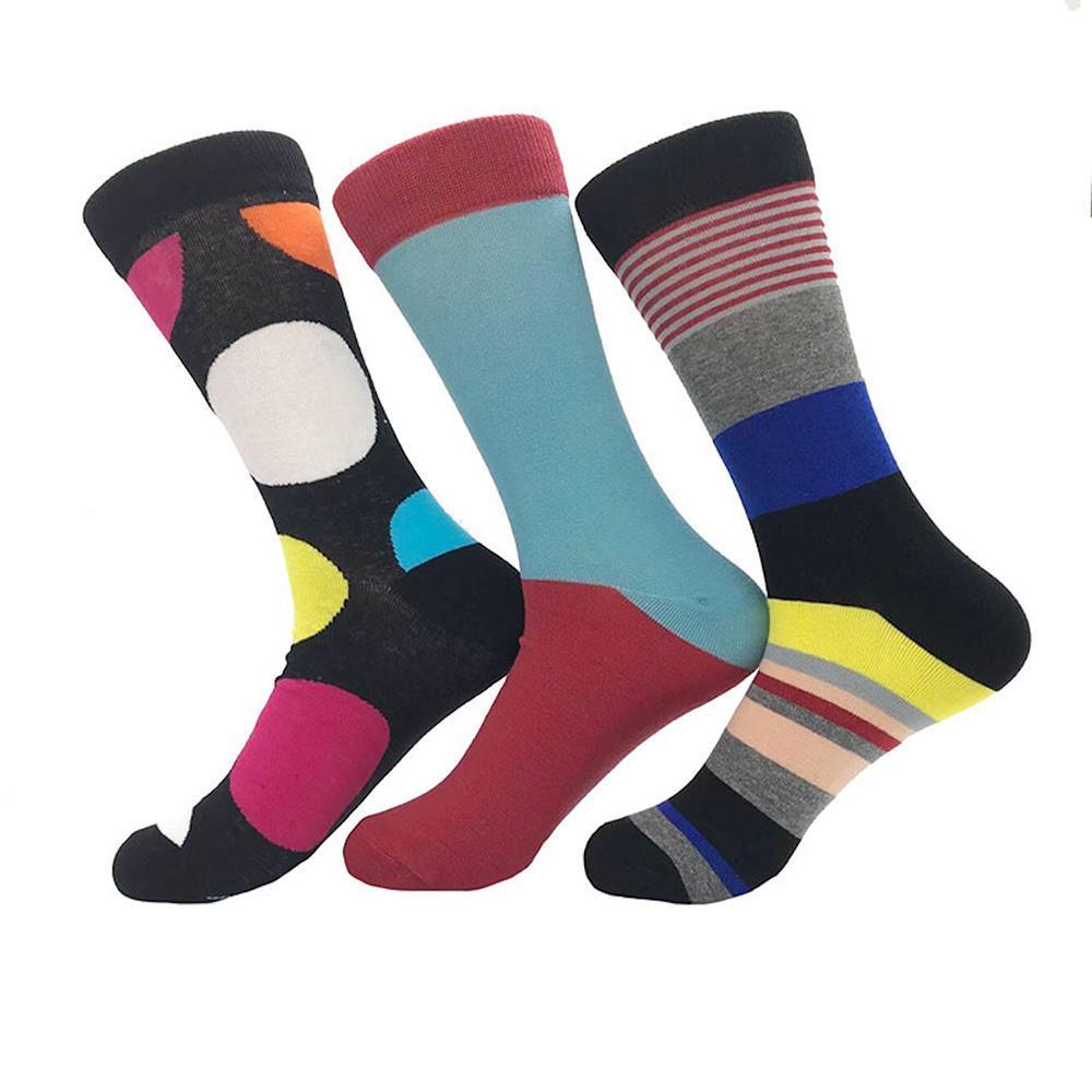 Ball Printed Stripe Mens Colorful Crew Socks - Premium Cotton Fun