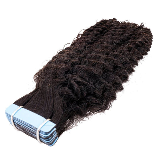 Afro Kinky Curly Tape-In ExtensionsOur tape-in extensions are made from the finest quality virgin hair in the market. We use 100% human hair, and they can professionally lift up to a #27 Honey Blonde for coloring. The tape-in extensions come in 40 Pieces