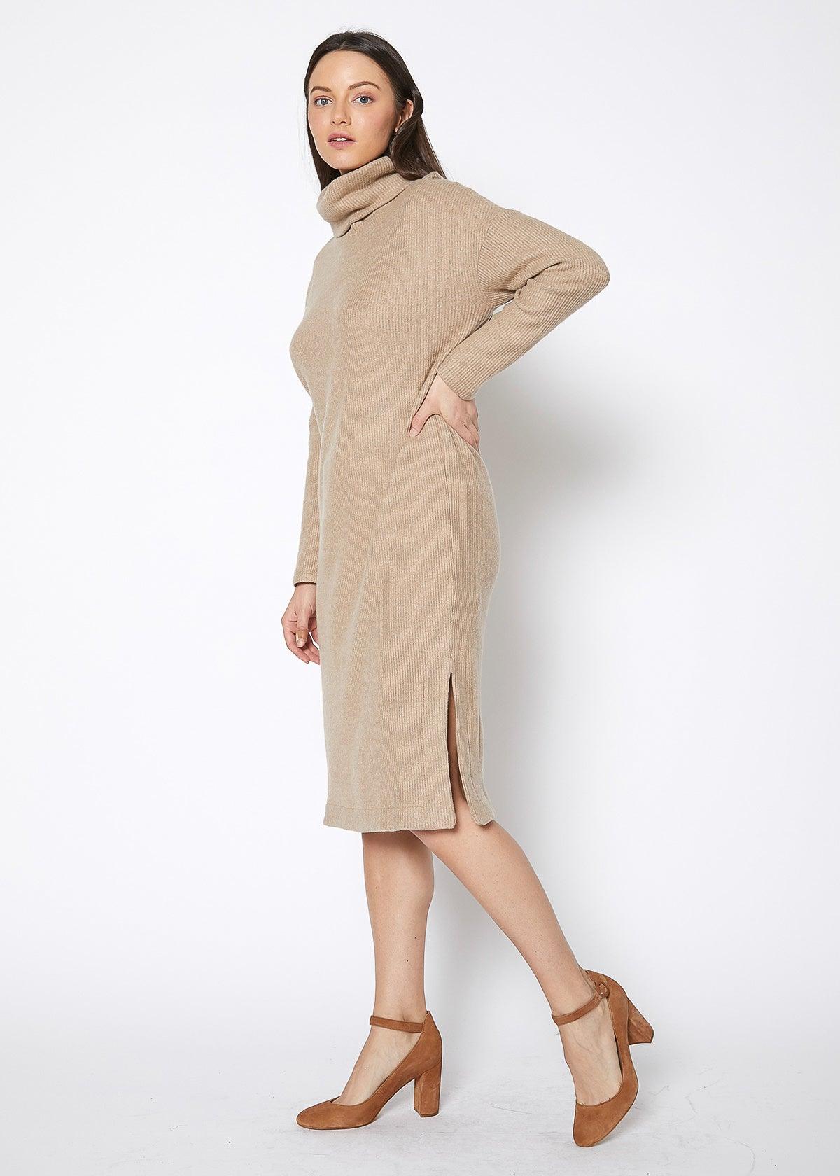 Women's Turtle Neck Midi Sweater Dress