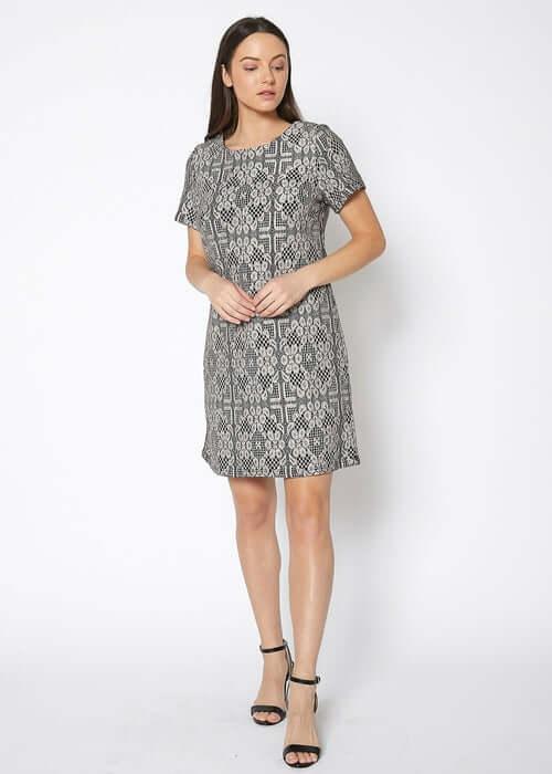 Women's Flower Embossed Shift Dress