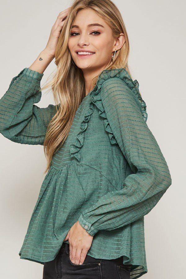 A Semi-sheer Striped Woven Top - Clothes For Her Online Store