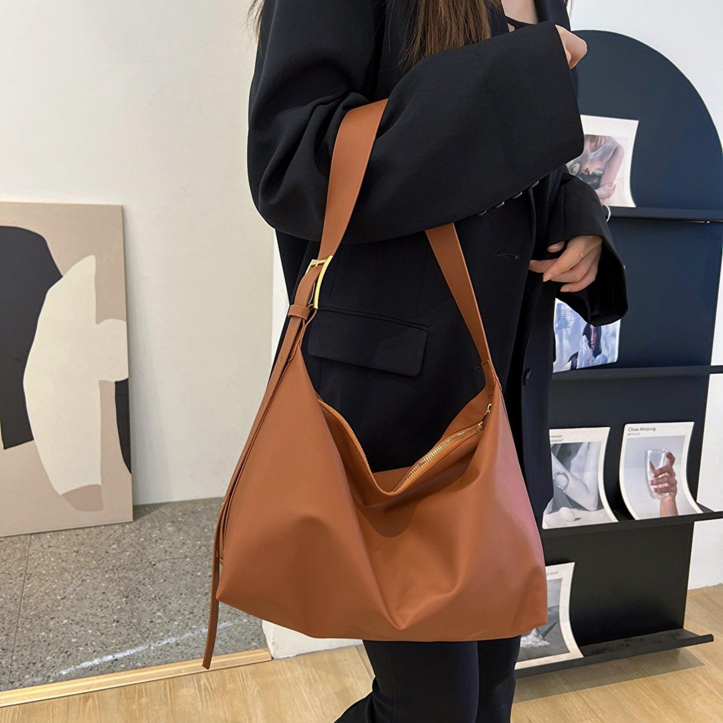 Adjustable Strap PU Leather Handbag - Clothes For Her Online Store
