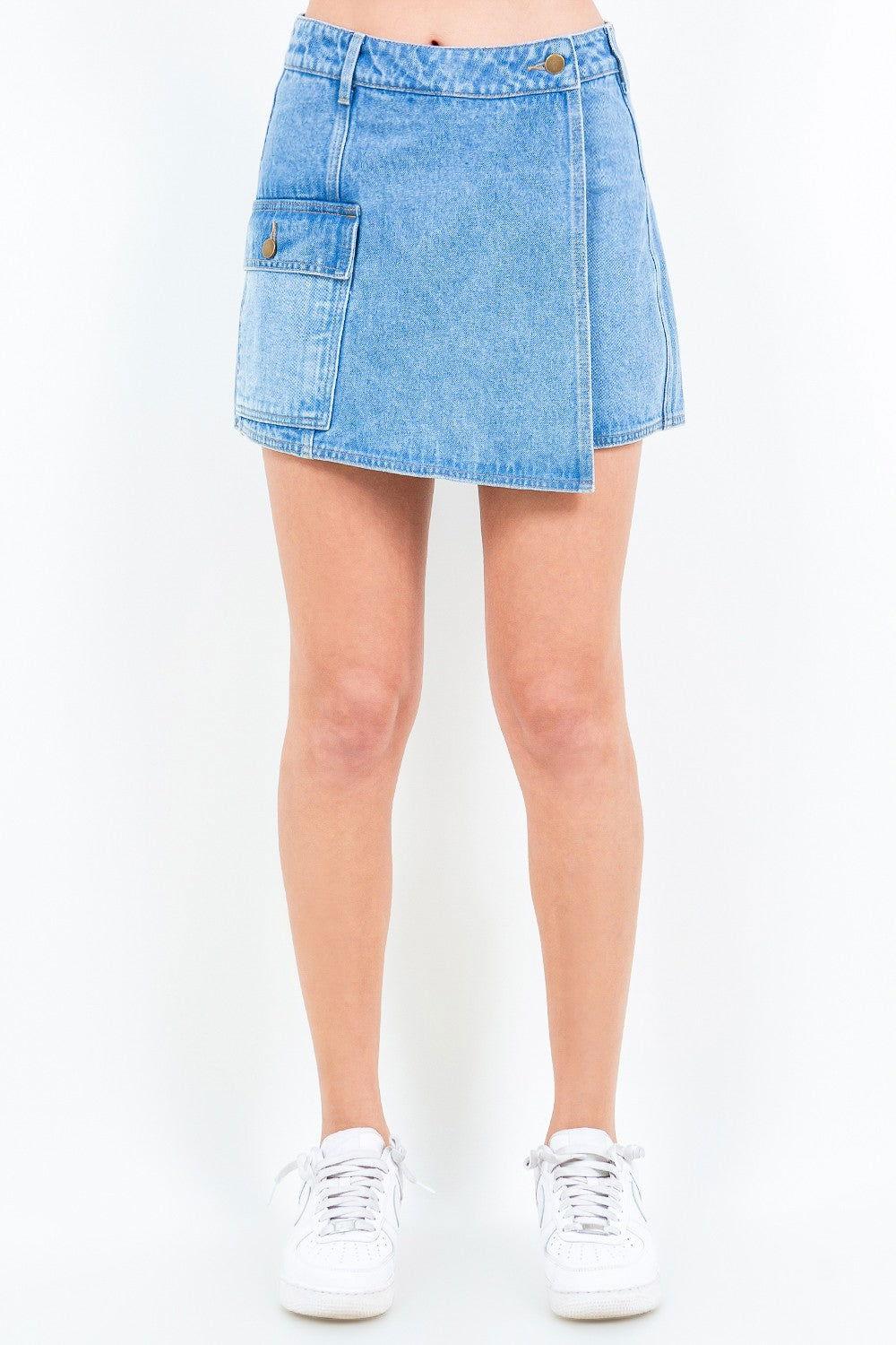 American Bazi Cargo Pocket Denim Skort - Clothes For Her Online Store