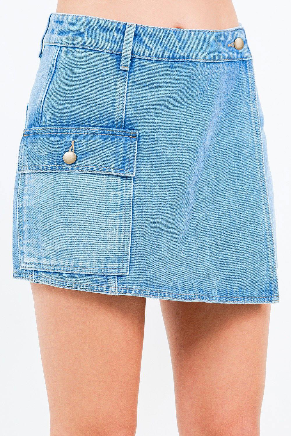 American Bazi Cargo Pocket Denim Skort - Clothes For Her Online Store