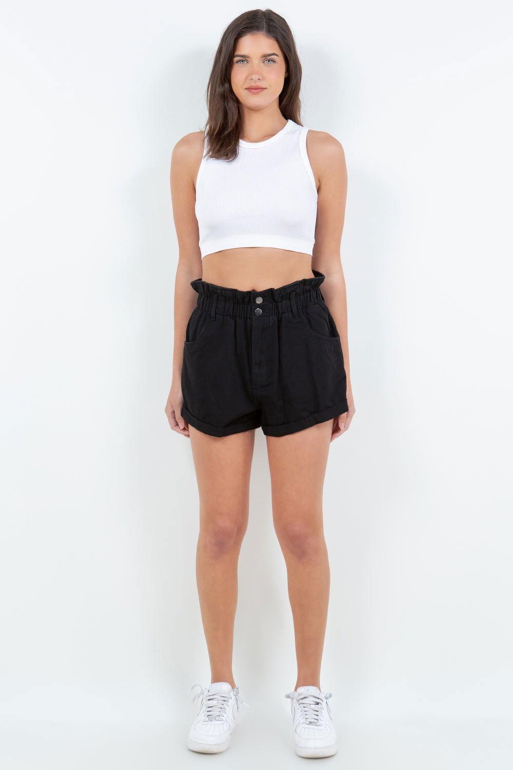 American Bazi High Waist Paper Bag Shorts - Clothes For Her Online Store