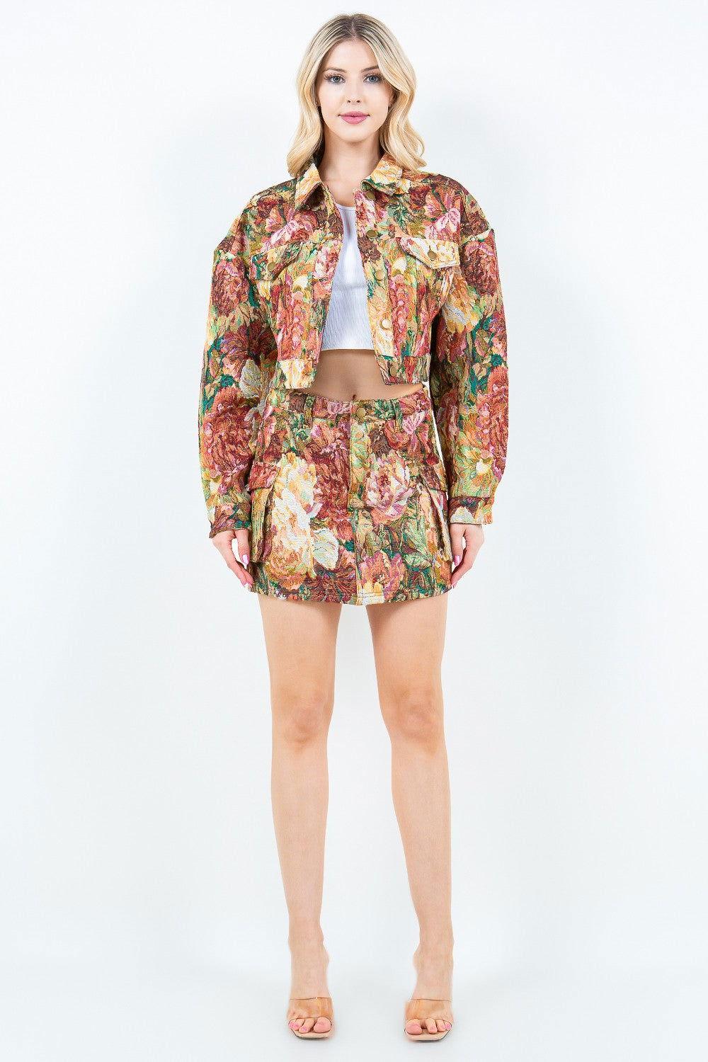 American Bazi Jacquard Weave Cargo Pocket Skirt