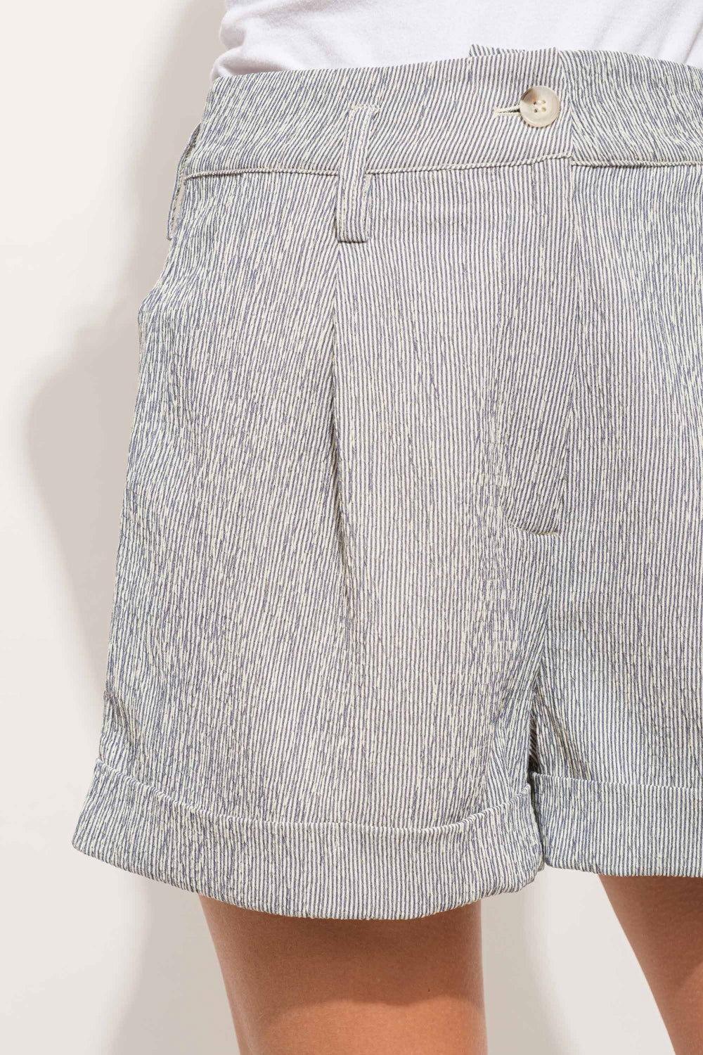 And The Why Pin Striped High Waist Rolled Shorts - Clothes For Her Online Store