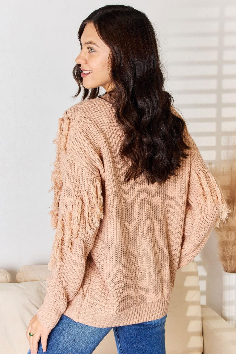 And The Why Tassel Detail Long Sleeve Sweater - Clothes For Her Online Store
