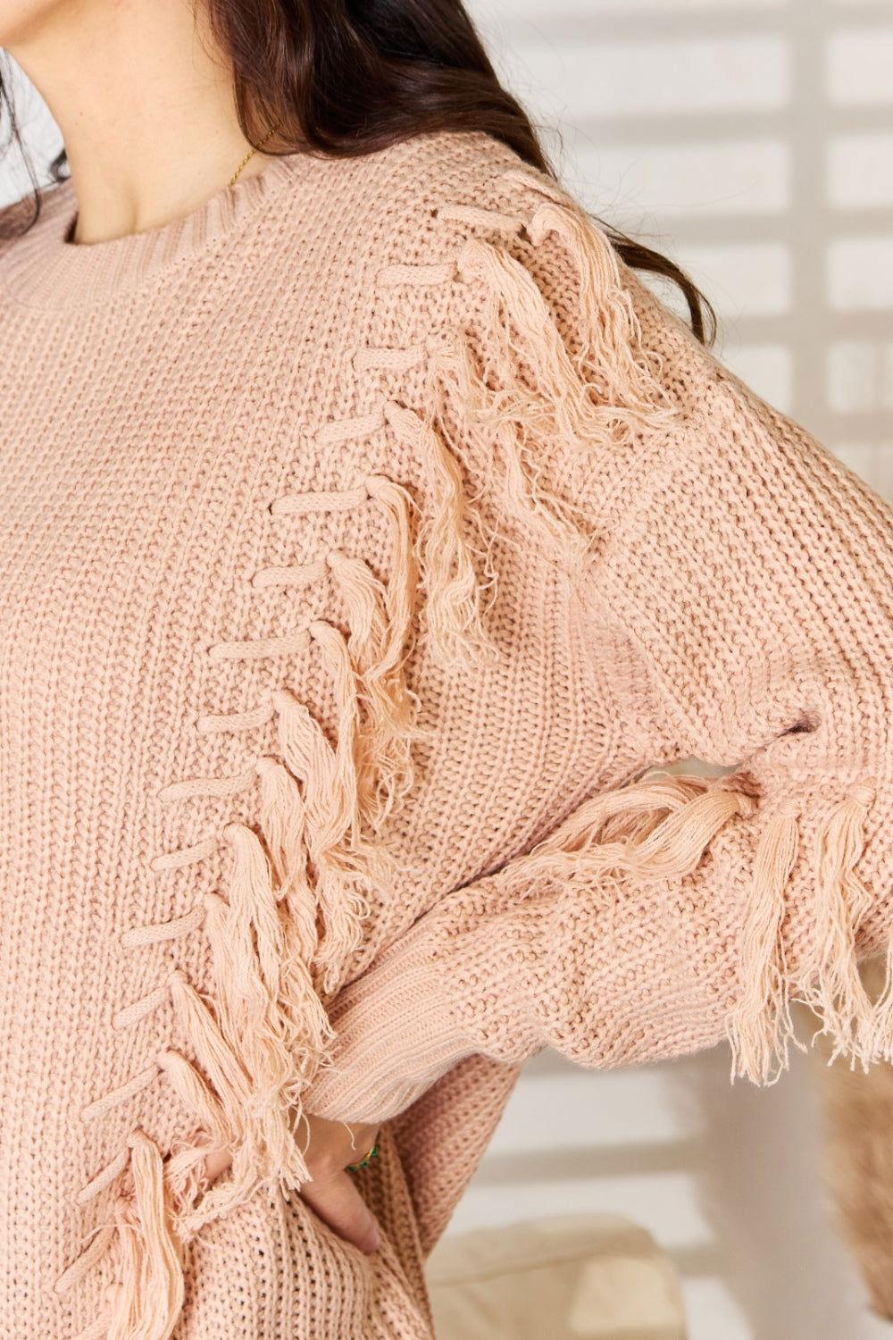 And The Why Tassel Detail Long Sleeve Sweater - Clothes For Her Online Store
