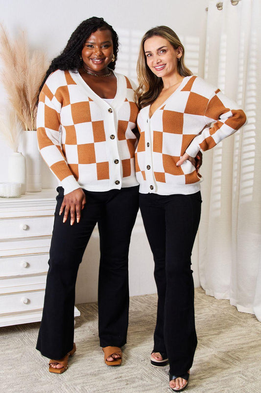 Angel Wings Double Take Button-Up V-Neck Dropped Shoulder Cardigan - Clothes For Her Online Store