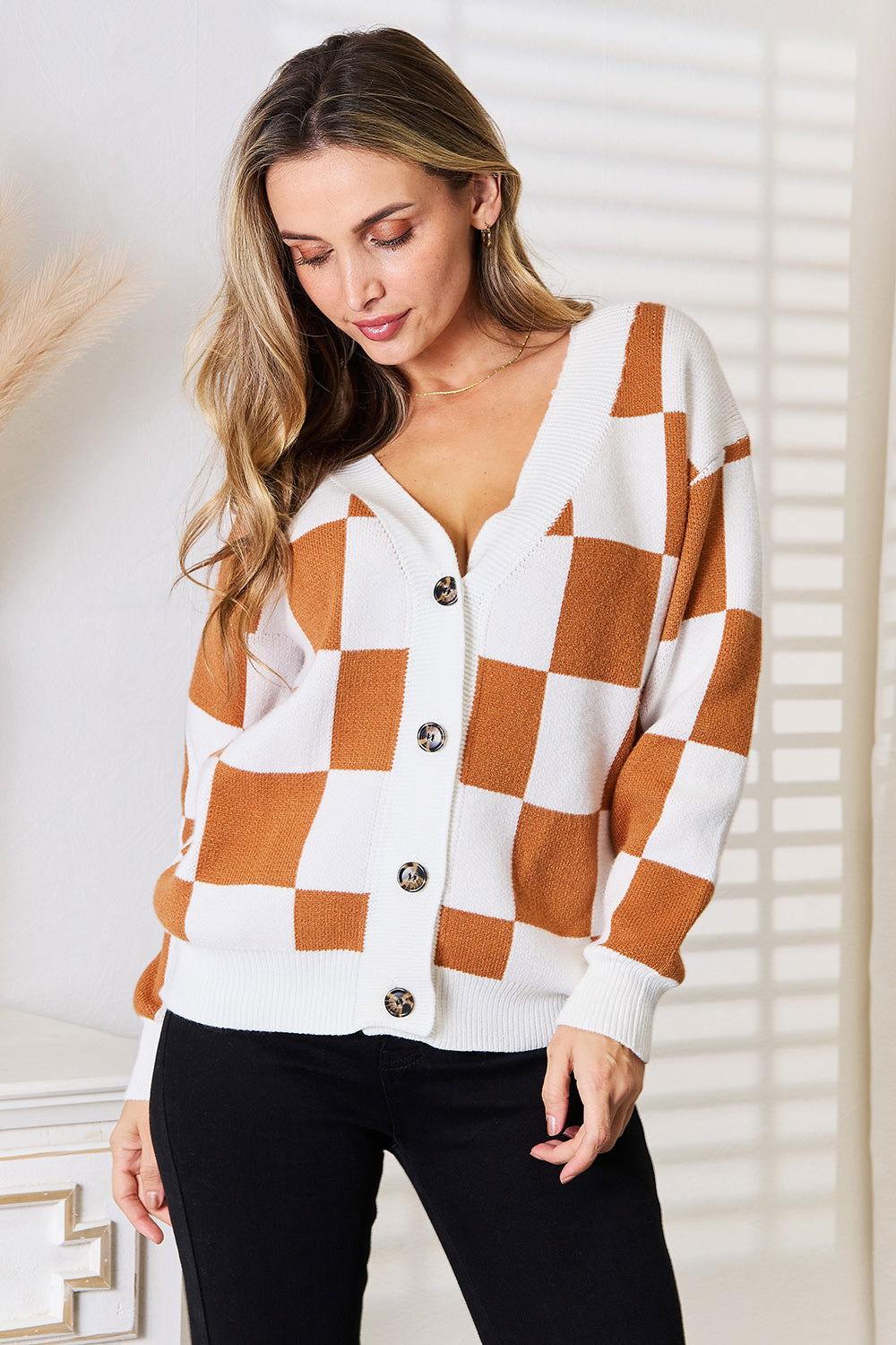 Angel Wings Double Take Button-Up V-Neck Dropped Shoulder Cardigan - Clothes For Her Online Store