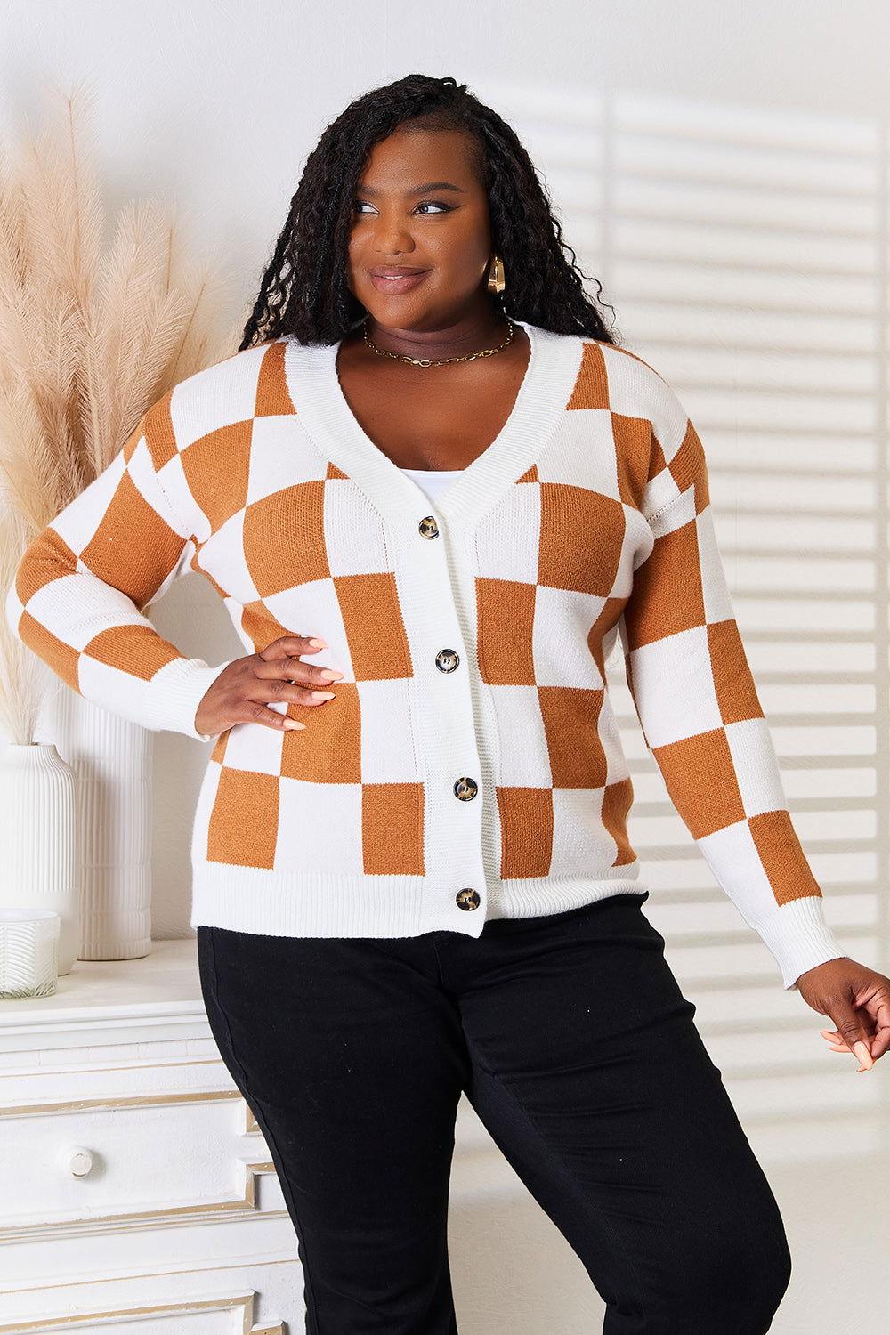 Angel Wings Double Take Button-Up V-Neck Dropped Shoulder Cardigan - Clothes For Her Online Store
