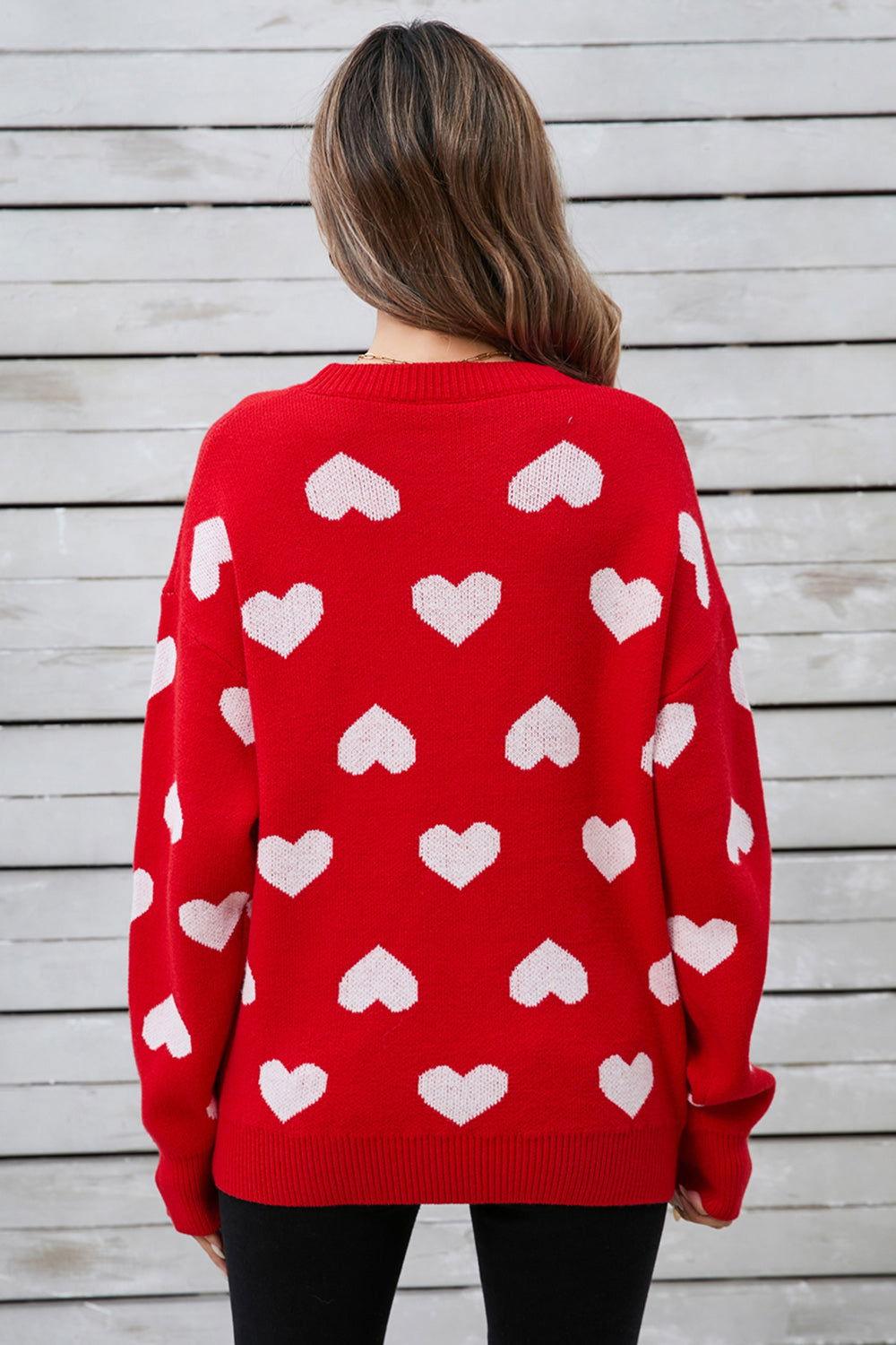 Angel Wings Heart Round Neck Long Sleeve Sweater - Clothes For Her Online Store