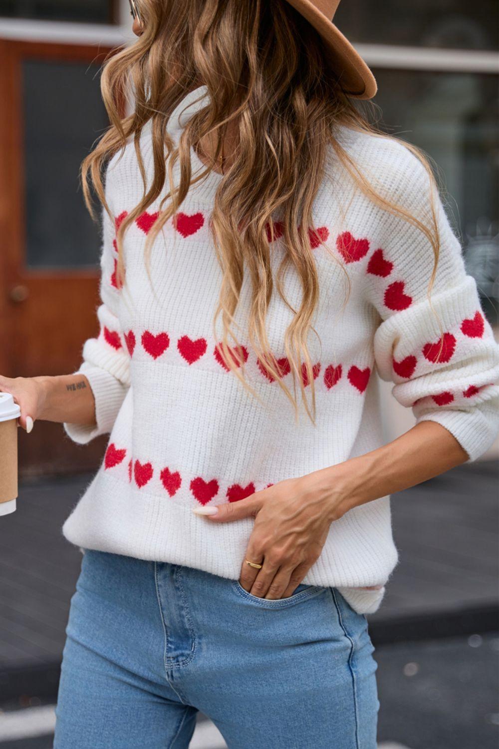 Angel Wings Heart Round Neck Long Sleeve Sweater - Clothes For Her Online Store