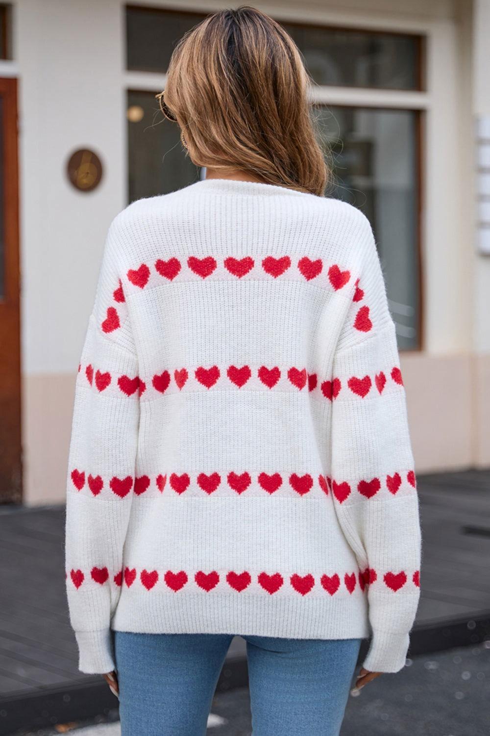 Angel Wings Heart Round Neck Long Sleeve Sweater - Clothes For Her Online Store