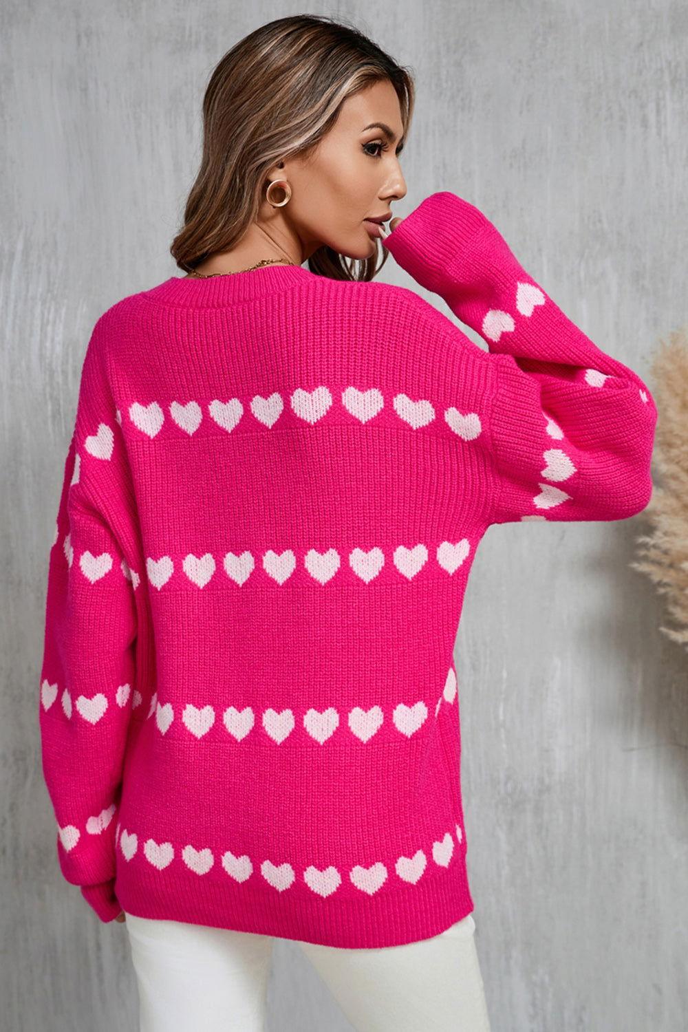Angel Wings Heart Round Neck Long Sleeve Sweater - Clothes For Her Online Store