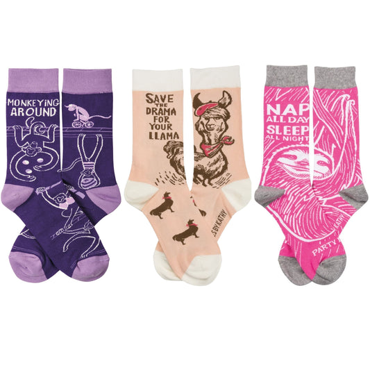 3 Pack Animal Lovers Socks | Funny Novelty Socks with Cool DesignClothes For Her Online Store