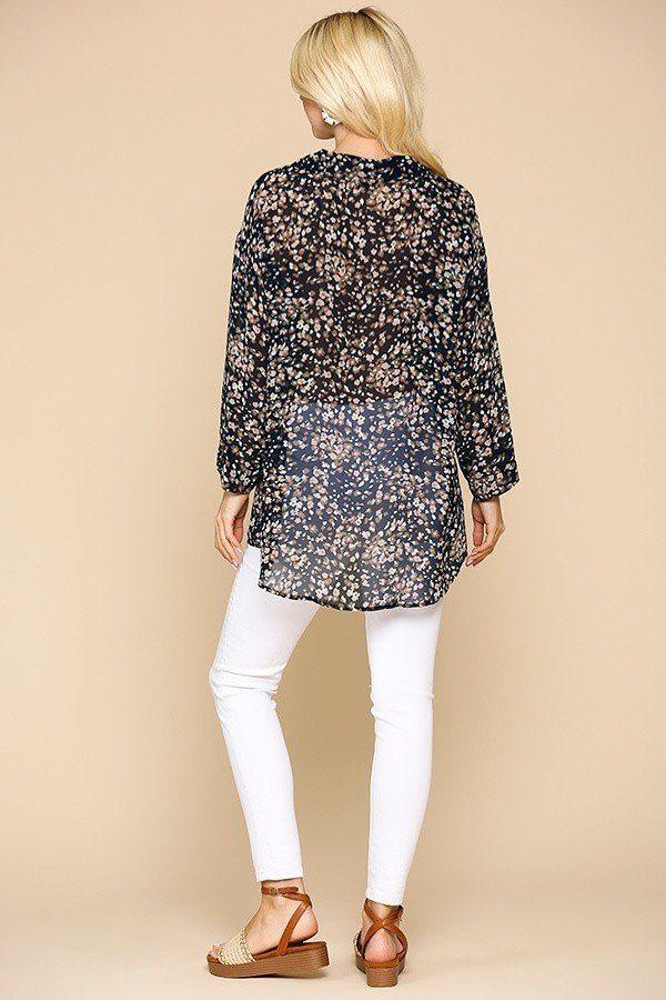 Animal Print Button Down Lapel Collar Shirt With Chest Pocket - Clothes For Her Online Store