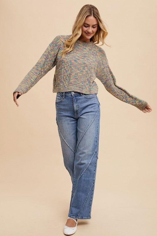 Annie Wear Decorative Seams Wide Leg Jeans - Clothes For Her Online Store