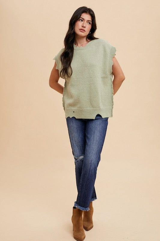 Annie Wear Distressed Raw Hem Straight Leg Cropped Jeans - Clothes For Her Online Store