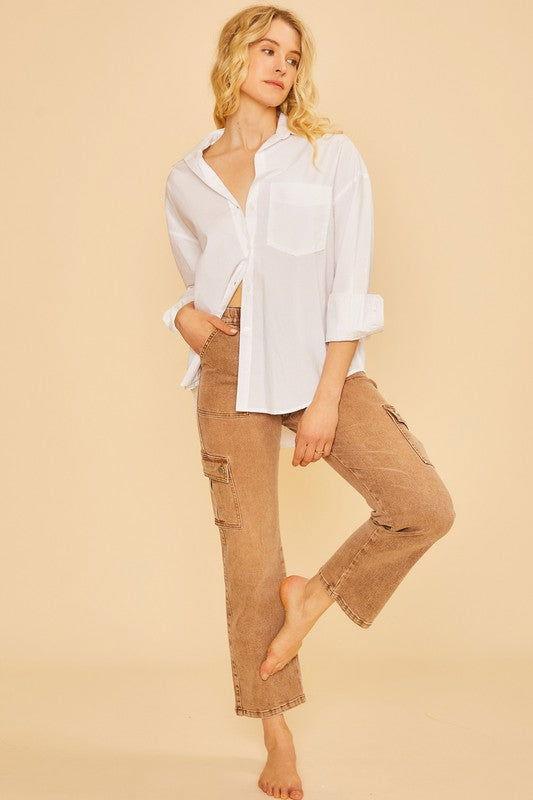Annie Wear Straight Leg Jeans with Cargo Pockets - Clothes For Her Online Store