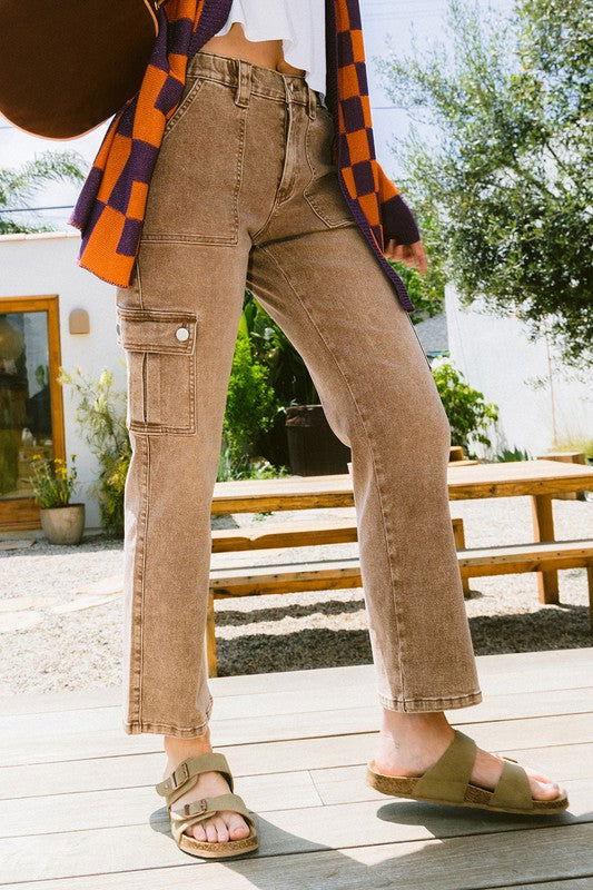 Annie Wear Straight Leg Jeans with Cargo Pockets - Clothes For Her Online Store