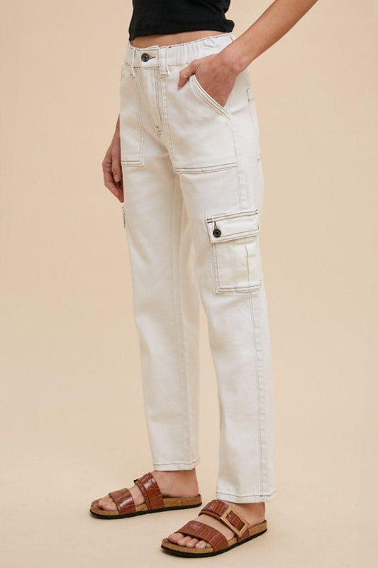 Annie Wear Straight Leg Jeans with Cargo Pockets - Clothes For Her Online Store