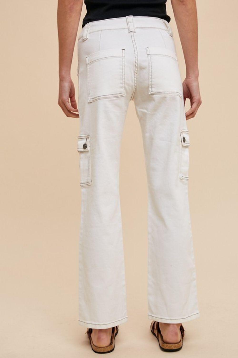 Annie Wear Straight Leg Jeans with Cargo Pockets - Clothes For Her Online Store