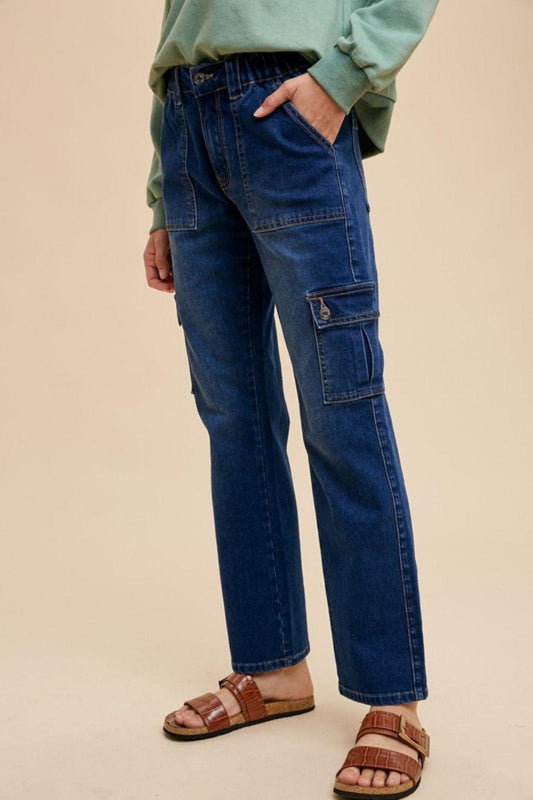 Annie Wear Straight Leg Jeans with Cargo Pockets - Clothes For Her Online Store