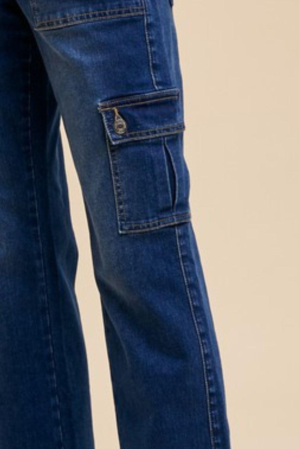 Annie Wear Straight Leg Jeans with Cargo Pockets - Clothes For Her Online Store