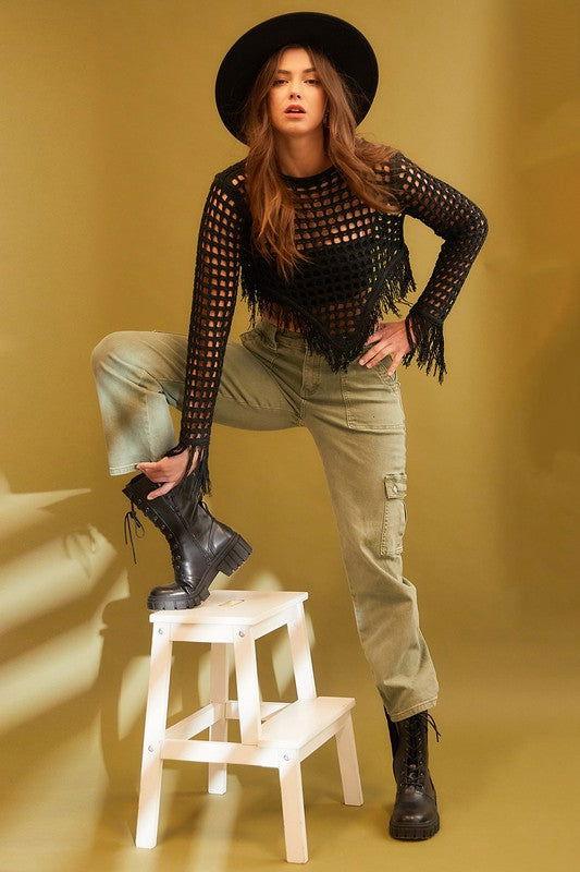 Annie Wear Straight Leg Jeans with Cargo Pockets - Clothes For Her Online Store