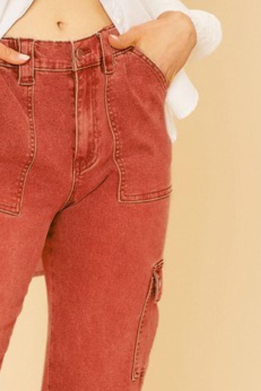 Annie Wear Straight Leg Jeans with Cargo Pockets - Clothes For Her Online Store