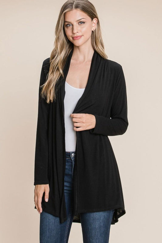 BOMBOM Open Front Long Sleeve Cardigan - Clothes For Her Online Store