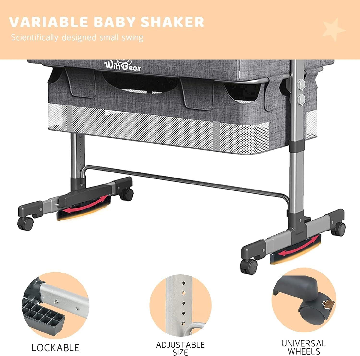 Baby Bassinet Bedside Sleeper 3 in 1 Bedside Crib, Adjustable Portable Bed for Infant/Baby/Newborn,with Mosquito Nets, Large Storage Bag, Comfortable Mattresses, Lockable Wheels - Clothes For Her Online Store