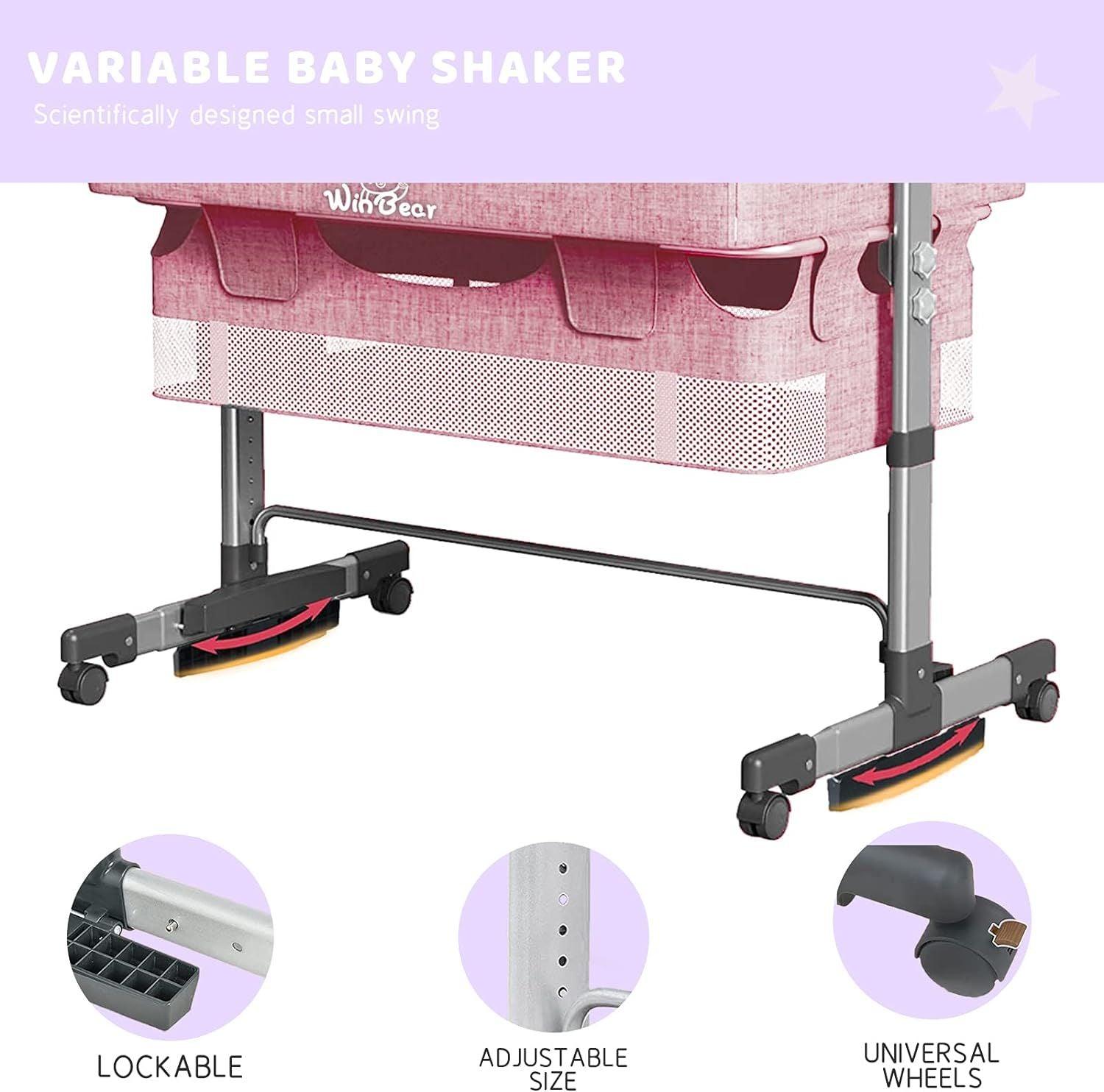 Baby Bassinet Bedside Sleeper 3 in 1 Bedside Crib, Adjustable Portable Bed for Infant/Baby/Newborn,with Mosquito Nets, Large Storage Bag, Comfortable Mattresses, Lockable Wheels - Clothes For Her Online Store