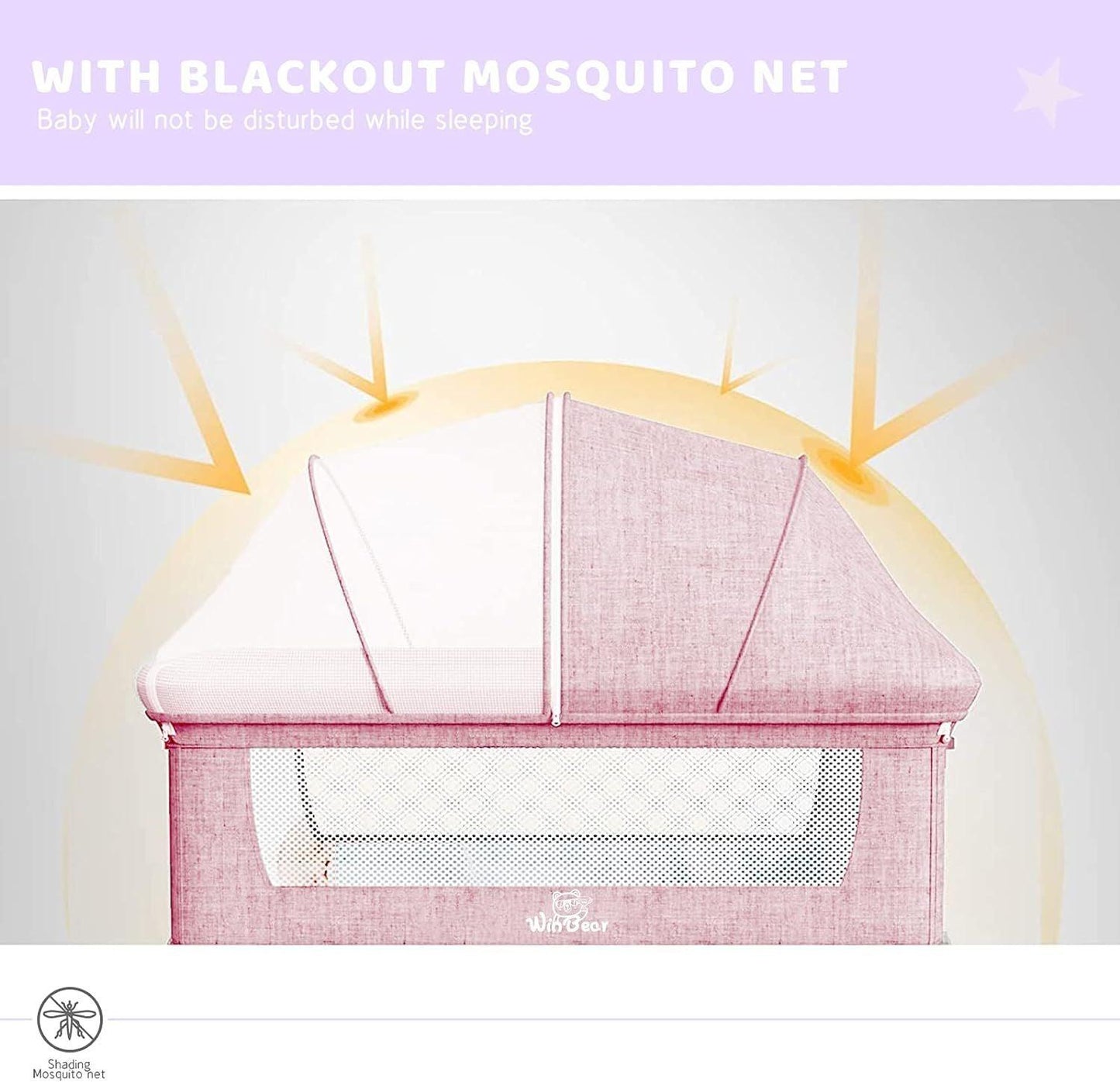 Baby Bassinet Bedside Sleeper 3 in 1 Bedside Crib, Adjustable Portable Bed for Infant/Baby/Newborn,with Mosquito Nets, Large Storage Bag, Comfortable Mattresses, Lockable Wheels - Clothes For Her Online Store