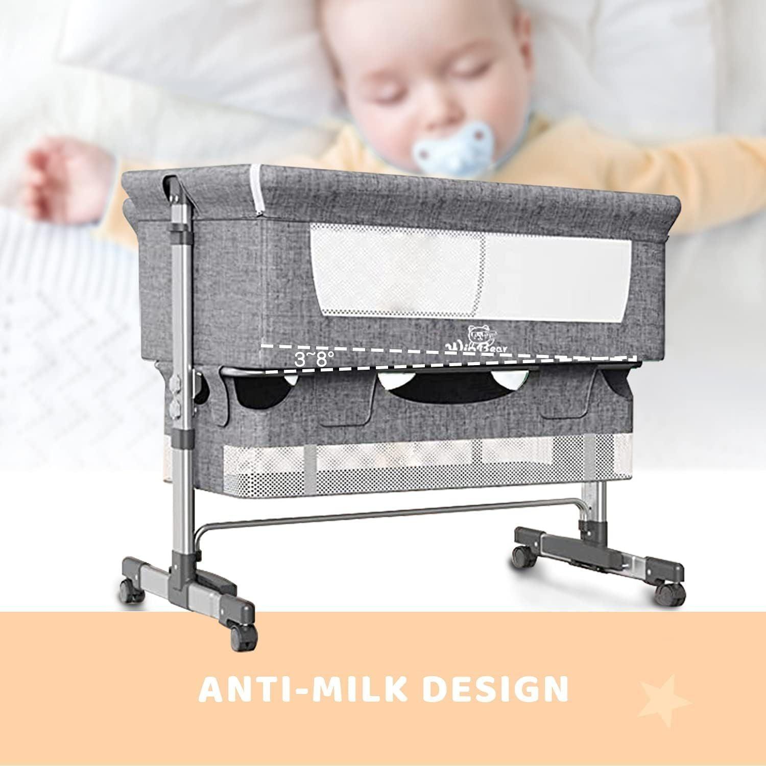 Baby Bassinet Bedside Sleeper 3 in 1 Bedside Crib, Adjustable Portable Bed for Infant/Baby/Newborn,with Mosquito Nets, Large Storage Bag, Comfortable Mattresses, Lockable Wheels - Clothes For Her Online Store