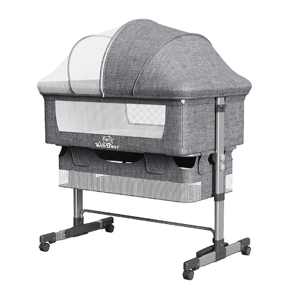 Baby Bassinet, Bedside Sleeper,Foldable Baby Bed to Bed, Adjustable Portable Bed for Infant/Baby/Newborn,with Mosquito Nets, Large Storage Bag, Comfortable Mattresses, Lockable Wheels - Clothes For Her Online Store
