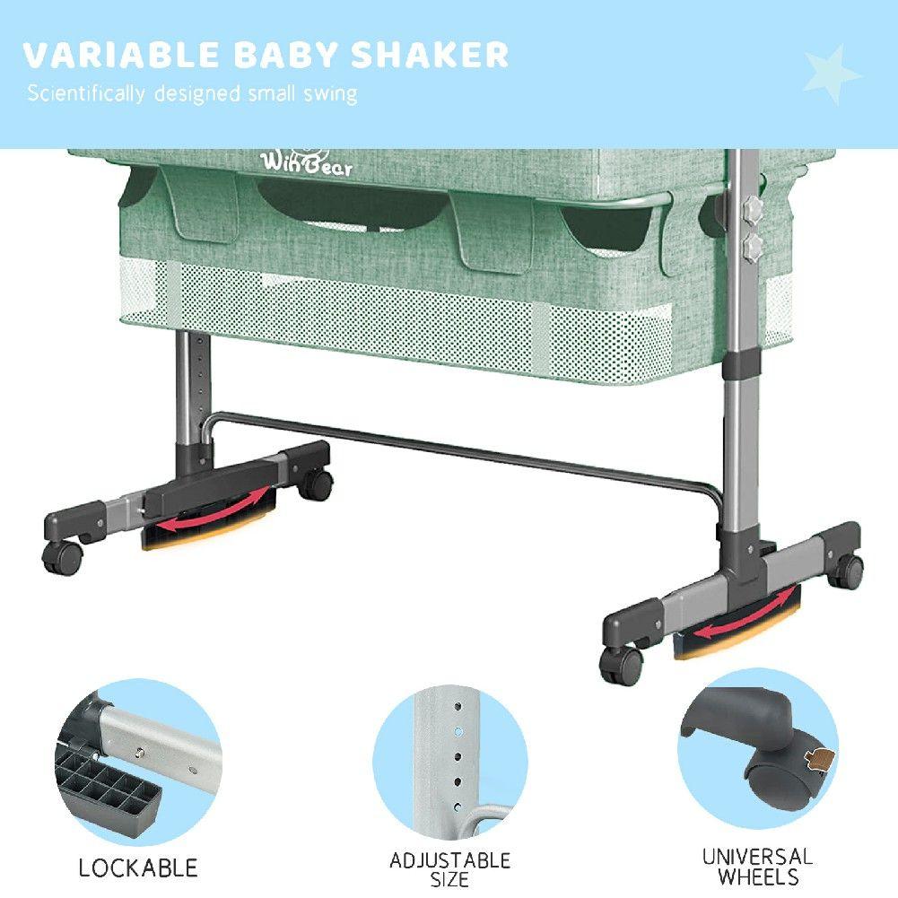 Baby Bassinet, Bedside Sleeper,Foldable Baby Bed to Bed, Adjustable Portable Bed for Infant/Baby/Newborn,with Mosquito Nets, Large Storage Bag, Comfortable Mattresses, Lockable Wheels - Clothes For Her Online Store