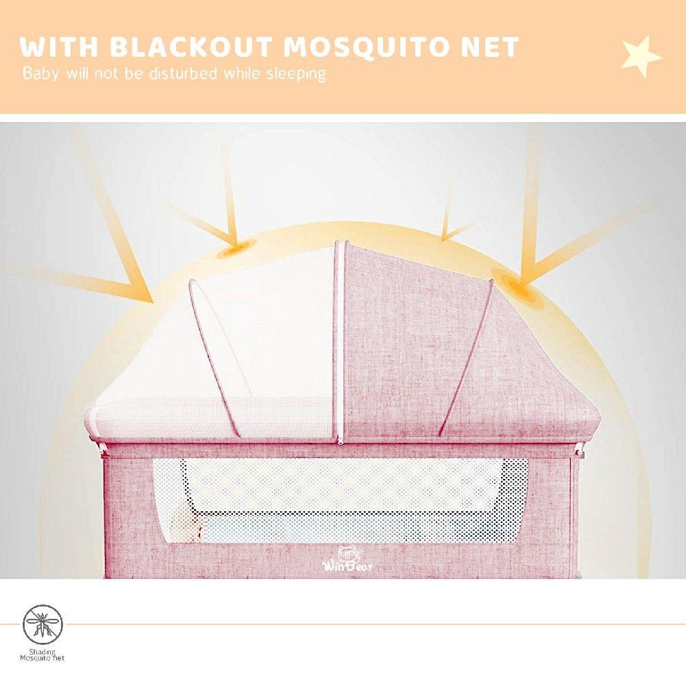 Baby Bassinet, Bedside Sleeper,Foldable Baby Bed to Bed, Adjustable Portable Bed for Infant/Baby/Newborn,with Mosquito Nets, Large Storage Bag, Comfortable Mattresses, Lockable Wheels - Clothes For Her Online Store