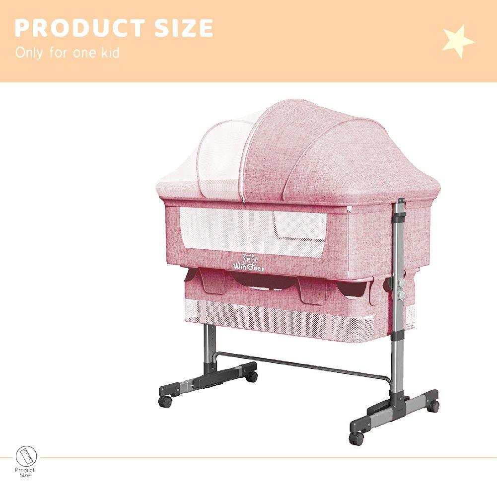 Baby Bassinet, Bedside Sleeper,Foldable Baby Bed to Bed, Adjustable Portable Bed for Infant/Baby/Newborn,with Mosquito Nets, Large Storage Bag, Comfortable Mattresses, Lockable Wheels - Clothes For Her Online Store