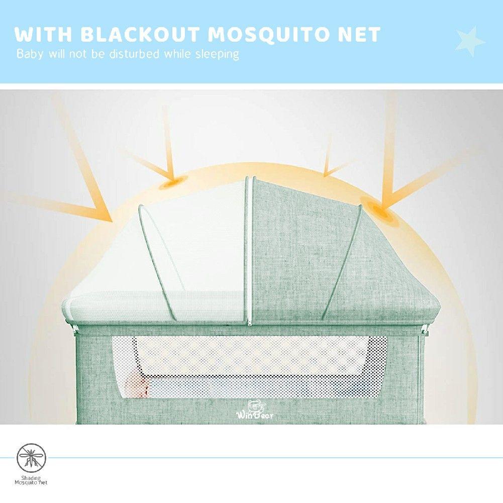 Baby Bassinet, Bedside Sleeper,Foldable Baby Bed to Bed, Adjustable Portable Bed for Infant/Baby/Newborn,with Mosquito Nets, Large Storage Bag, Comfortable Mattresses, Lockable Wheels - Clothes For Her Online Store