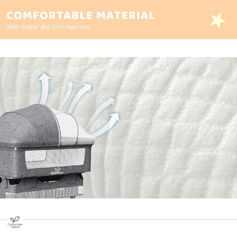 Baby Bassinet, Bedside Sleeper,Foldable Baby Bed to Bed, Adjustable Portable Bed for Infant/Baby/Newborn,with Mosquito Nets, Large Storage Bag, Comfortable Mattresses, Lockable Wheels - Clothes For Her Online Store