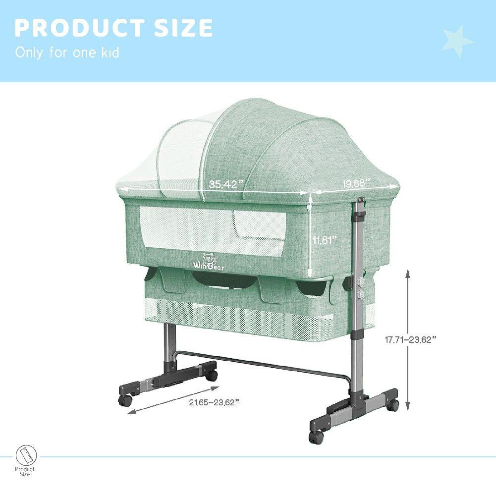 Baby Bassinet, Bedside Sleeper,Foldable Baby Bed to Bed, Adjustable Portable Bed for Infant/Baby/Newborn,with Mosquito Nets, Large Storage Bag, Comfortable Mattresses, Lockable Wheels - Clothes For Her Online Store