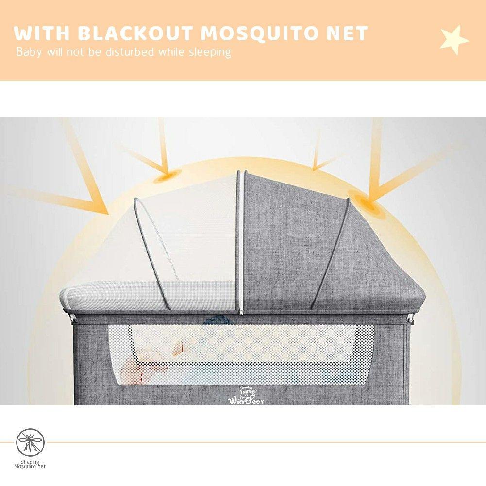 Baby Bassinet, Bedside Sleeper,Foldable Baby Bed to Bed, Adjustable Portable Bed for Infant/Baby/Newborn,with Mosquito Nets, Large Storage Bag, Comfortable Mattresses, Lockable Wheels - Clothes For Her Online Store