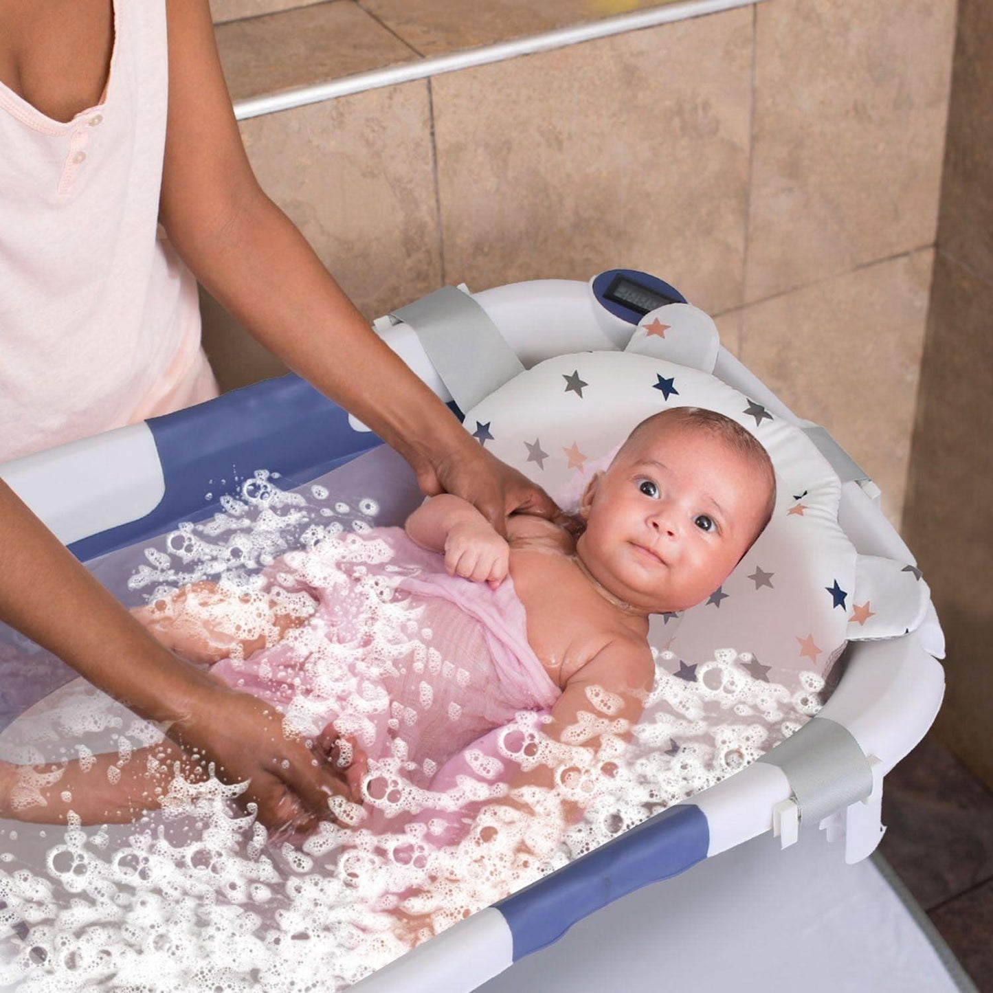 Baby Bath Tub with Thermometer Collapsible Travel-Friendly 0-24Months Baby Bathtub - Clothes For Her Online Store